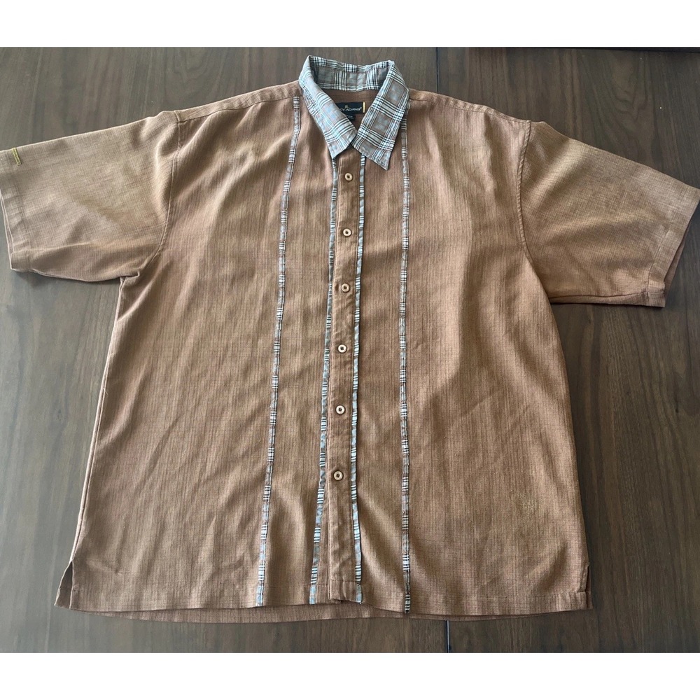 Stacy Adams Shirt Men's 3XL Brown Orange Retro Print Button Down Colorful